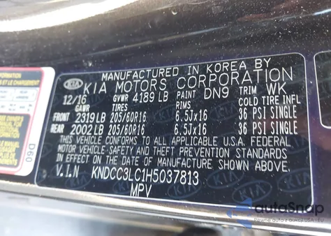 2017 Kia Niro Ex z USA, uszkodzony, nr VIN KNDCC3LC1H5037813